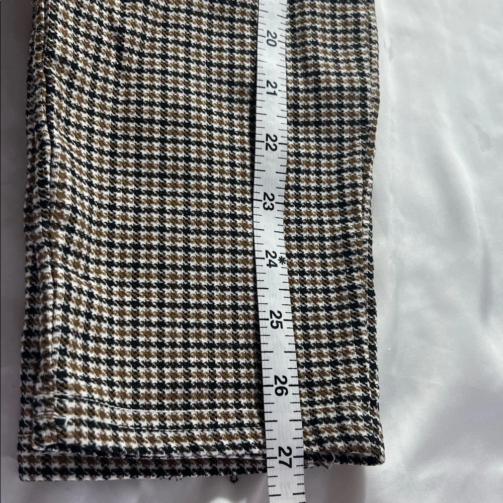SHEIN Women’s Plaid‎ Pants Brown Black Stretchy Front Pockets Dress Pants Small